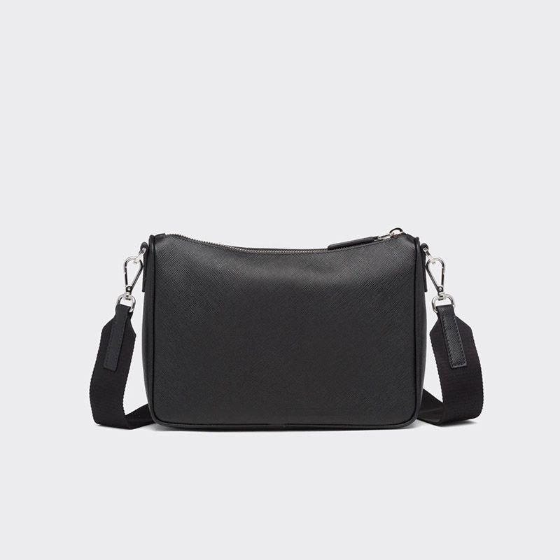 Prada 2VH113 Saffiano Leather Shoulder Bag In Black