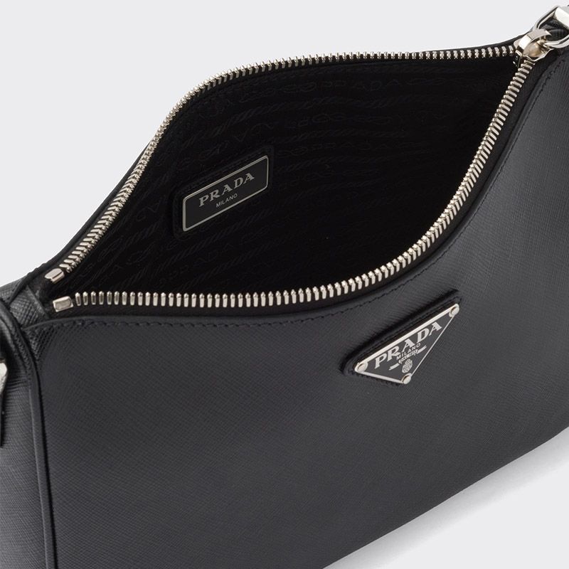 Prada 2VH113 Saffiano Leather Shoulder Bag In Black