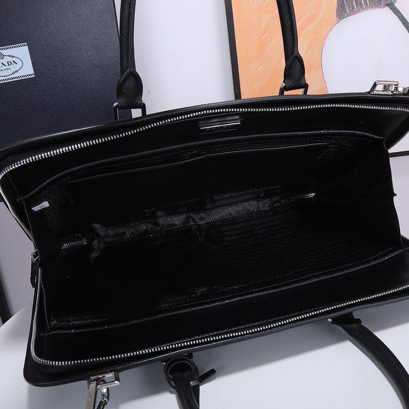 Prada 2VN006 Saffiano Leather Briefcase In Black