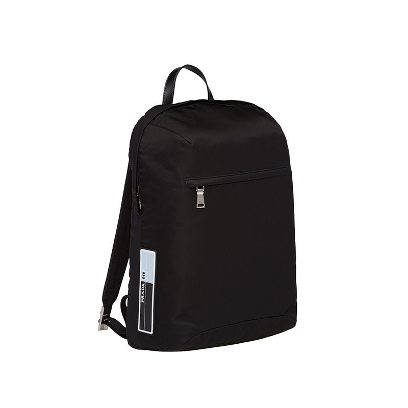 Prada 2VZ021 Rubber Logo Nylon Backpack In Black