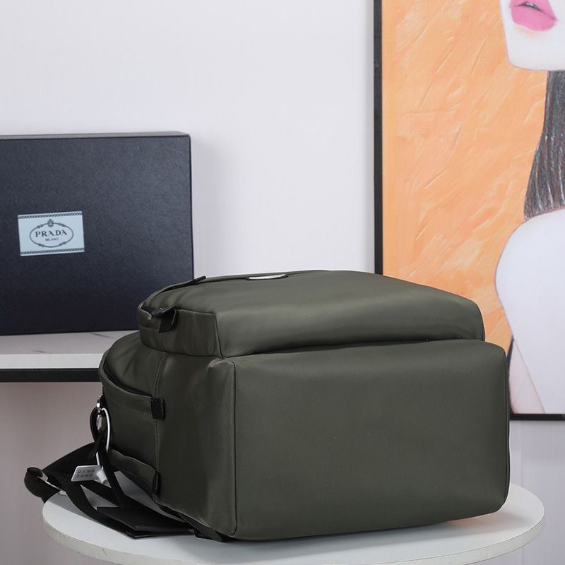 Prada 2VZ048 Nylon And Saffiano Leather Backpack In Green