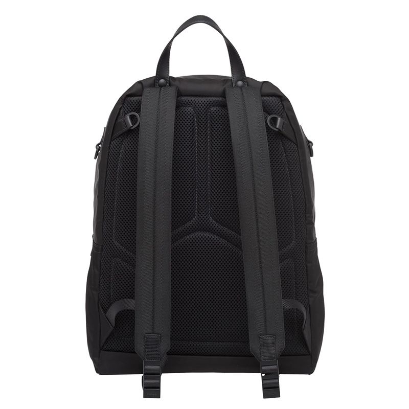 Prada 2VZ066 Stripe Nylon Backpack In Black/Blue