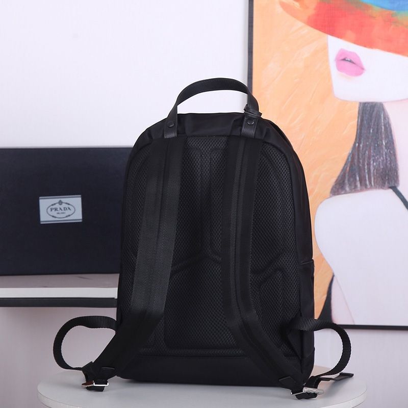 Prada 2VZ071 Nylon And Saffiano Leather Backpack In Black