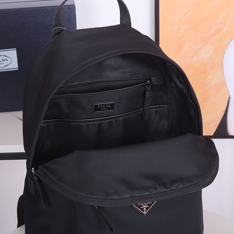 Prada 2VZ071 Nylon And Saffiano Leather Backpack In Black