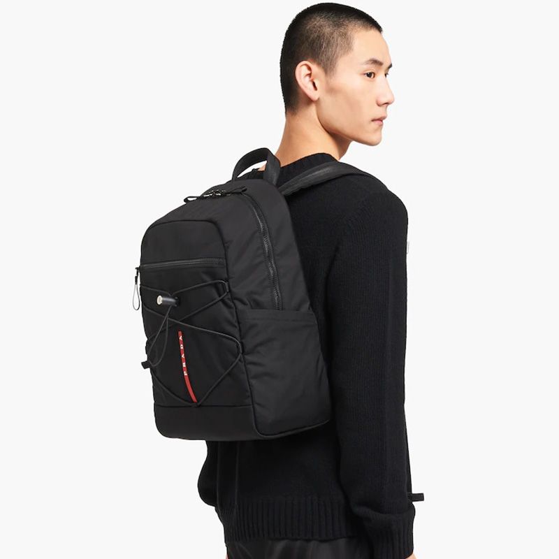 Prada 2VZ085 Technical Fabric Backpack In Black