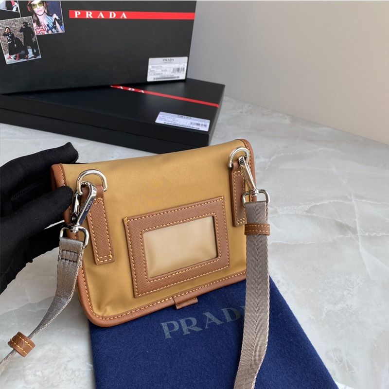 Prada 2ZH108 Re-Nylon And Saffiano Leather Smartphone Case In Apricot