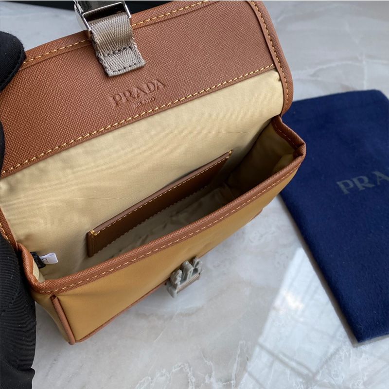 Prada 2ZH108 Re-Nylon And Saffiano Leather Smartphone Case In Apricot