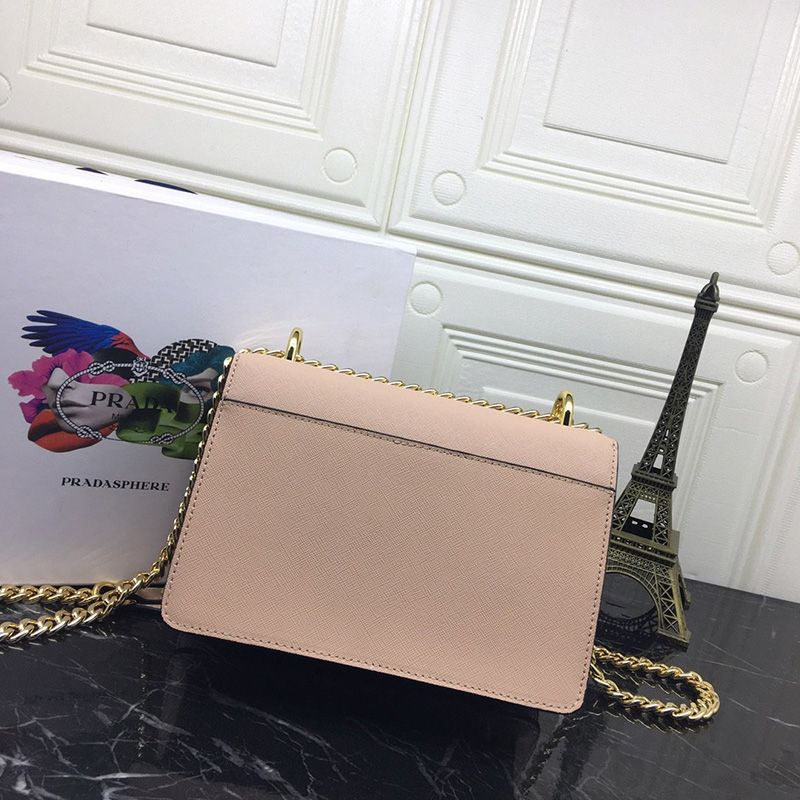 Prada 1BD133 Calf Leather Shoulder Bag In Apricot