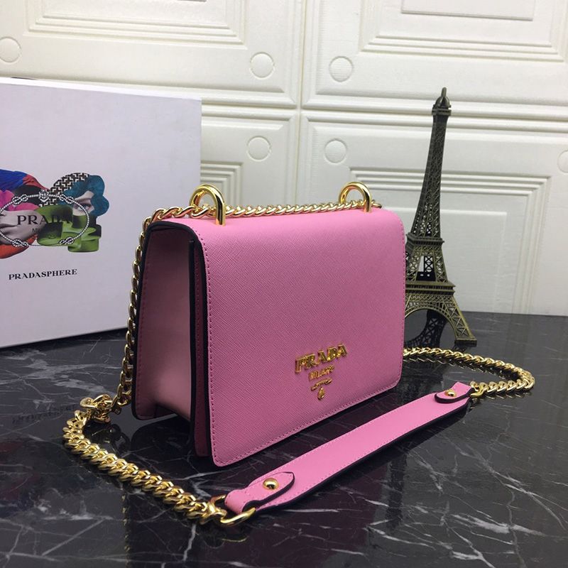 Prada 1BD133 Calf Leather Shoulder Bag In Pink