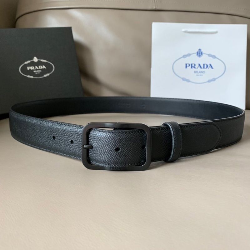 Prada Saffiano Leather Belt In Black