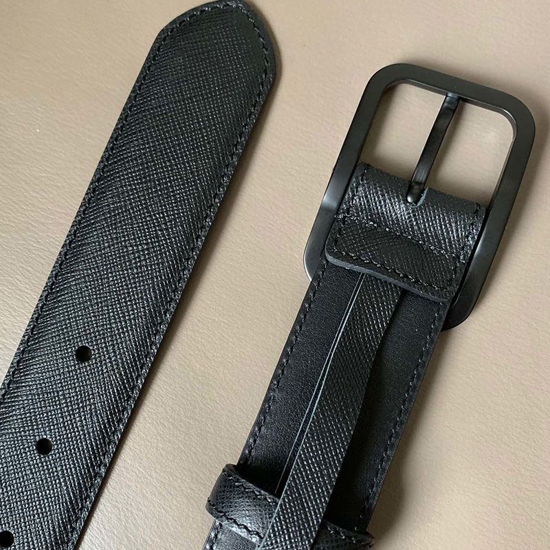 Prada Saffiano Leather Belt In Black