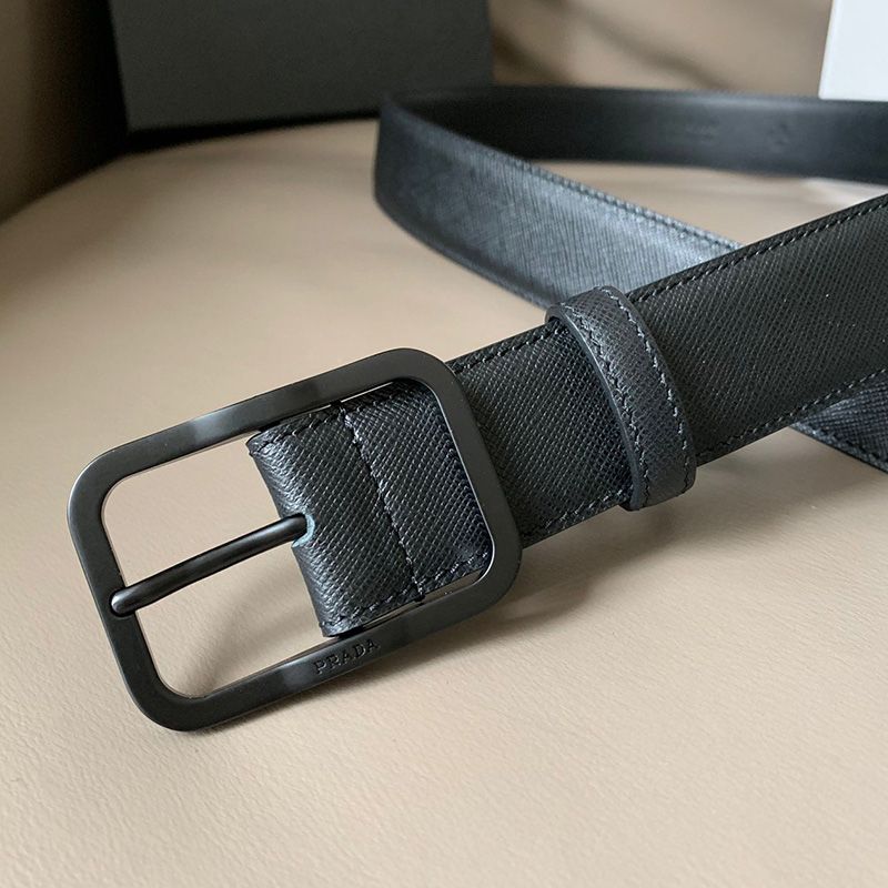 Prada Saffiano Leather Belt In Black