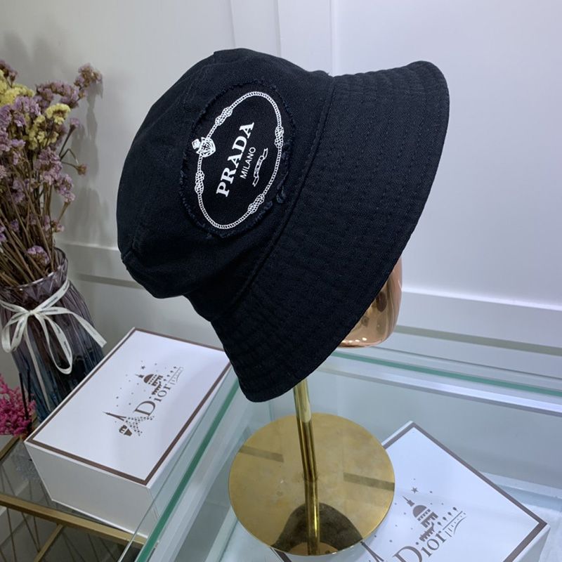 Prada Cotton Fisherman Hat In Black