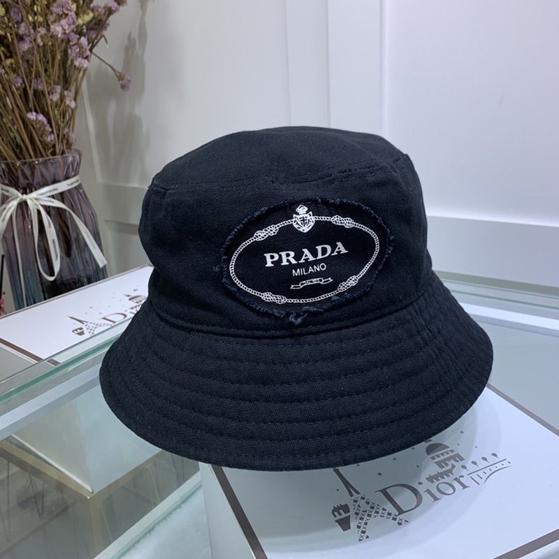 Prada Cotton Fisherman Hat In Black