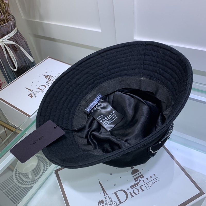 Prada Cotton Fisherman Hat In Black