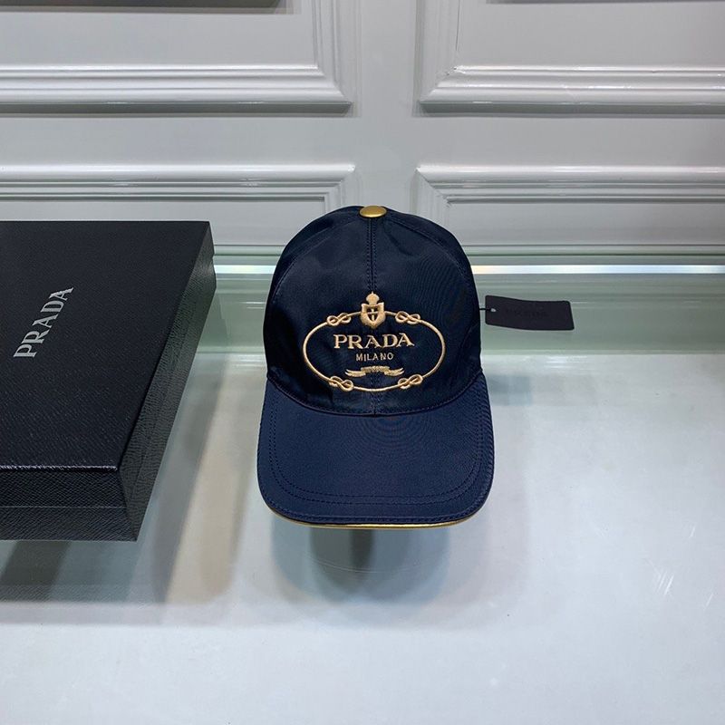 Prada Nylon Baseball Cap In Blue