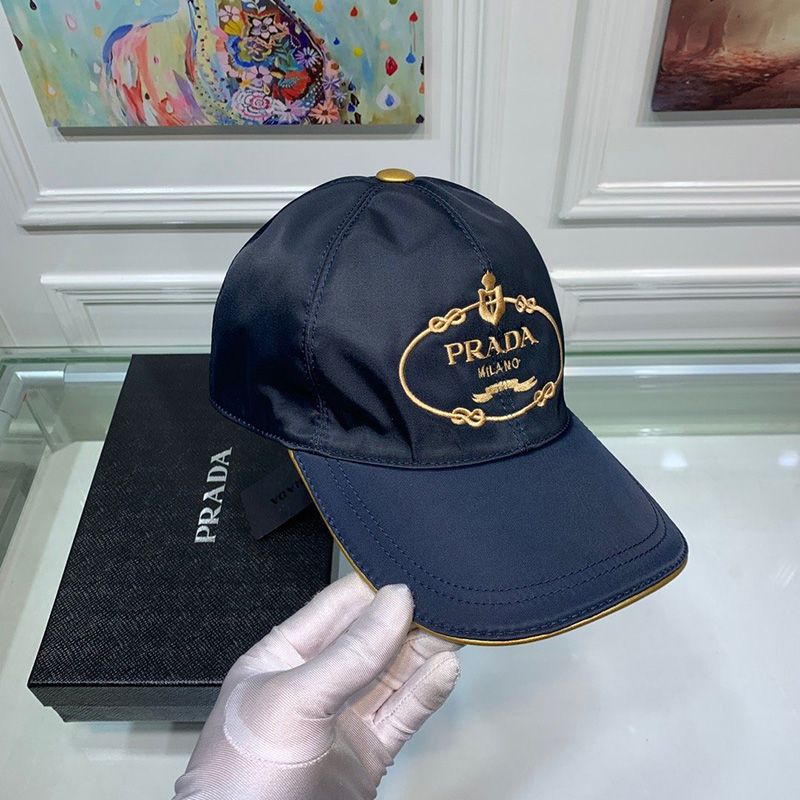 Prada Nylon Baseball Cap In Blue