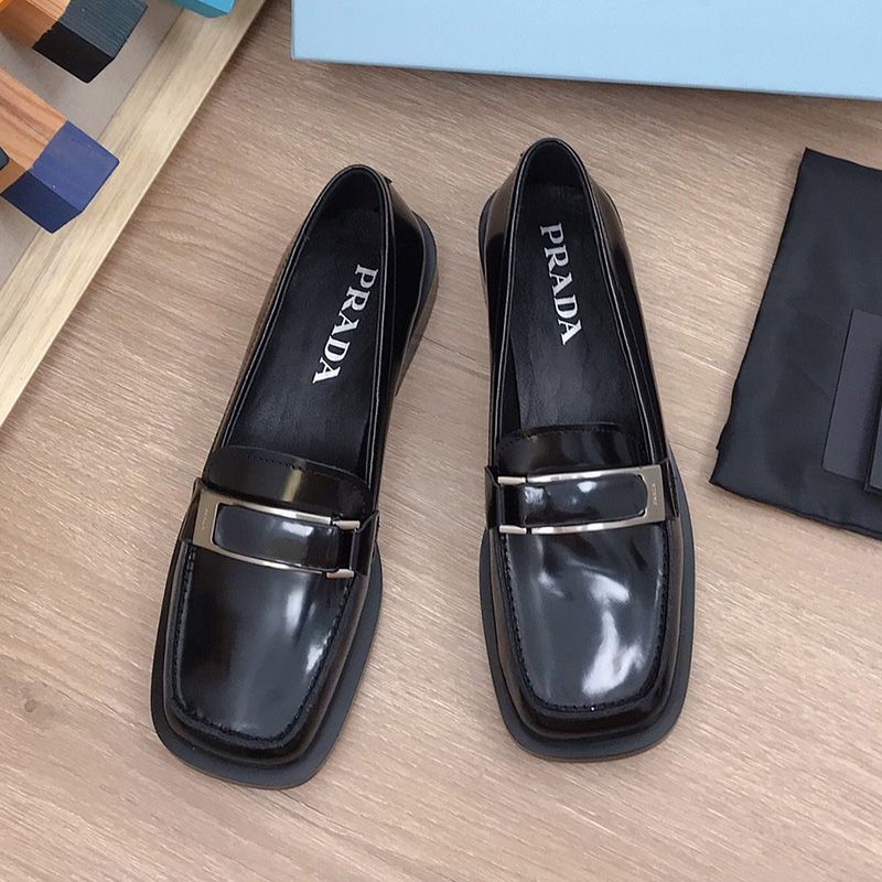 Prada Open Edge Bead Leather Slip-ons Women In Black