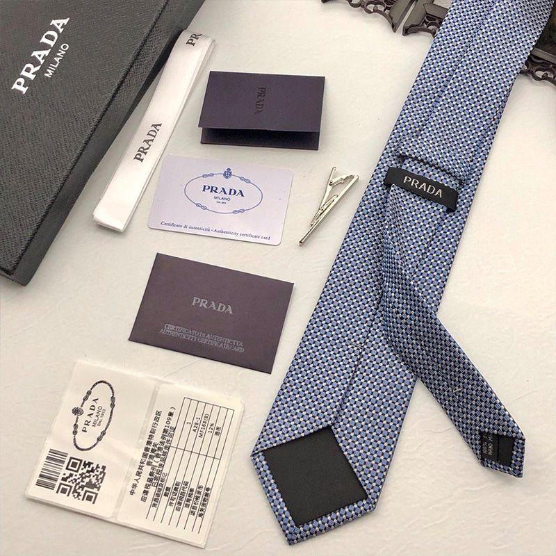 Prada Silk Tie In Blue