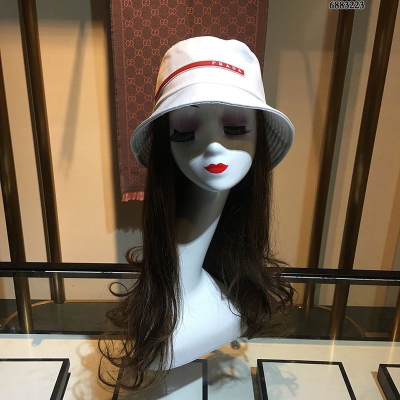 Prada Technical Fabric Bucket Hat In White