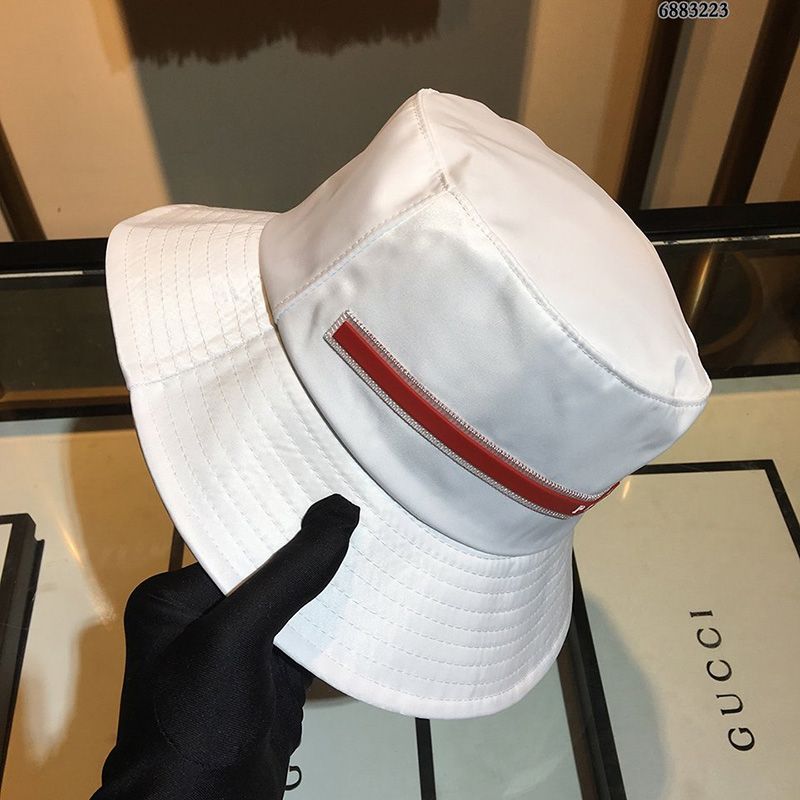 Prada Technical Fabric Bucket Hat In White