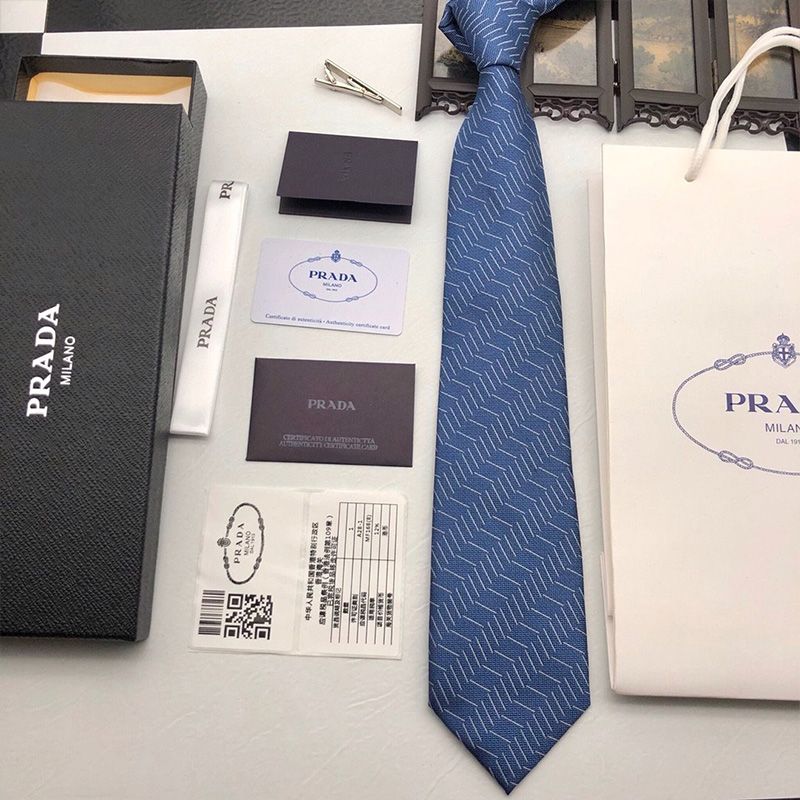 Prada Tie With Flat Graphics Print In Blue