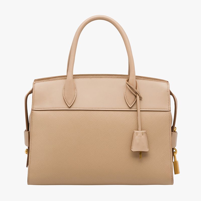 Prada 1BA046 Saffiano Leather Esplanade Bag In Apricot