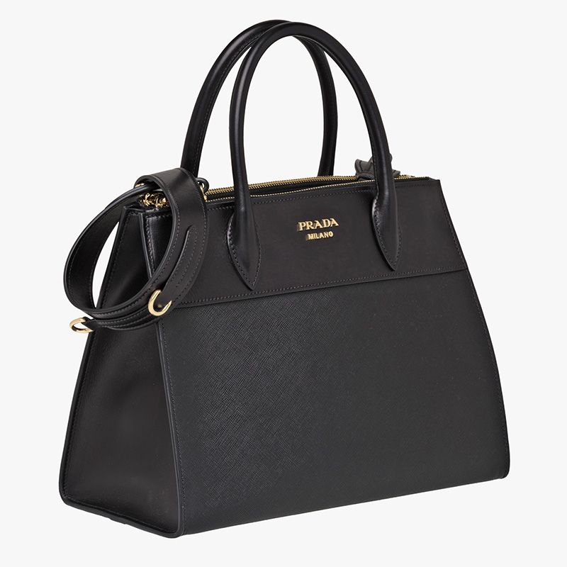 Prada 1BA102 Leather Paradigme Bag In Black