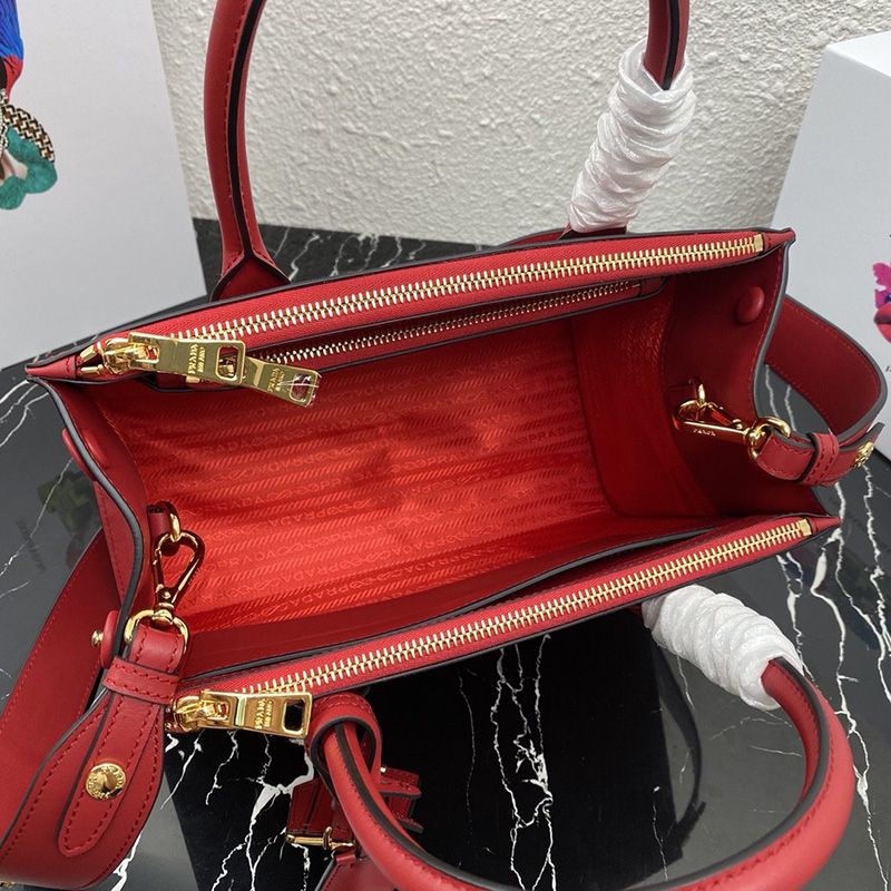 Prada 1BA102 Leather Paradigme Bag In Red