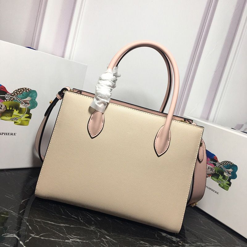 Prada 1BA153 Saffiano Leather Double Bag In Beige