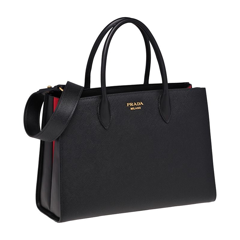 Prada 1BA153 Saffiano Leather Double Bag In Black