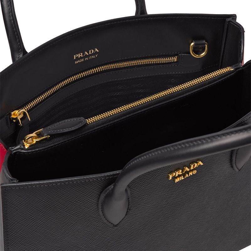 Prada 1BA153 Saffiano Leather Double Bag In Black