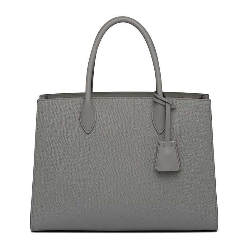 Prada 1BA153 Saffiano Leather Double Bag In Grey