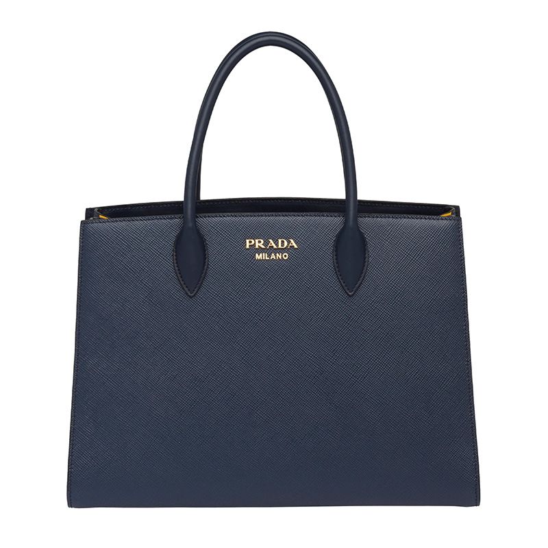 Prada 1BA153 Saffiano Leather Double Bag In Navy Blue