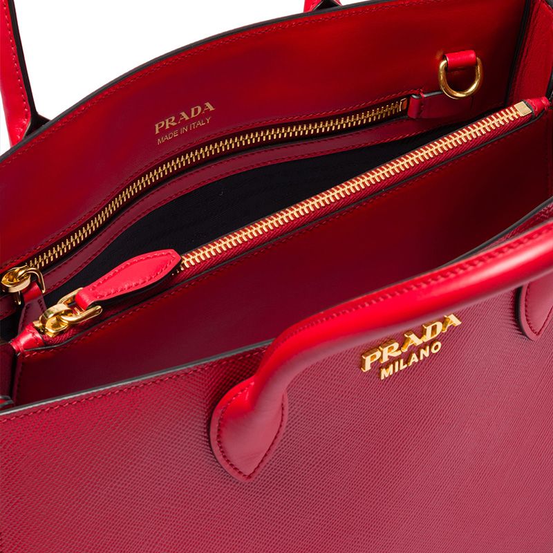 Prada 1BA153 Saffiano Leather Double Bag In Red