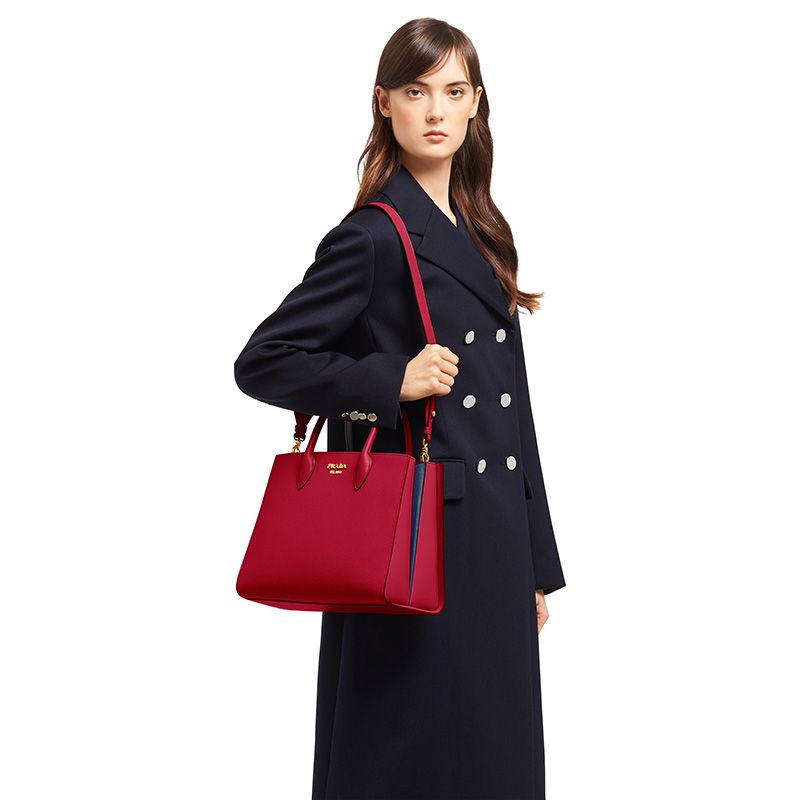 Prada 1BA153 Saffiano Leather Double Bag In Red