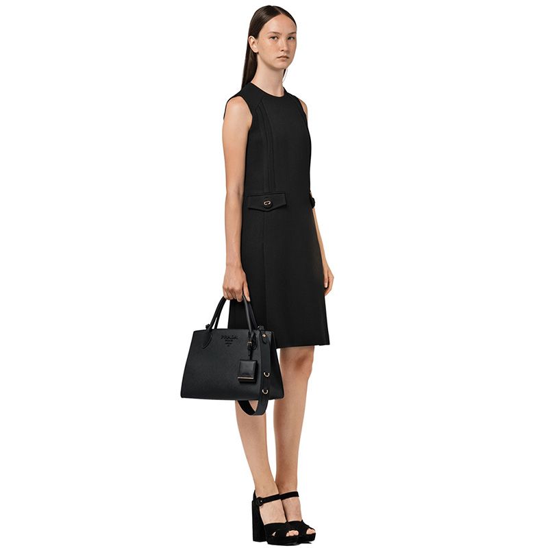 Prada 1BA155 Saffiano Leather Monochrome Bag In Black