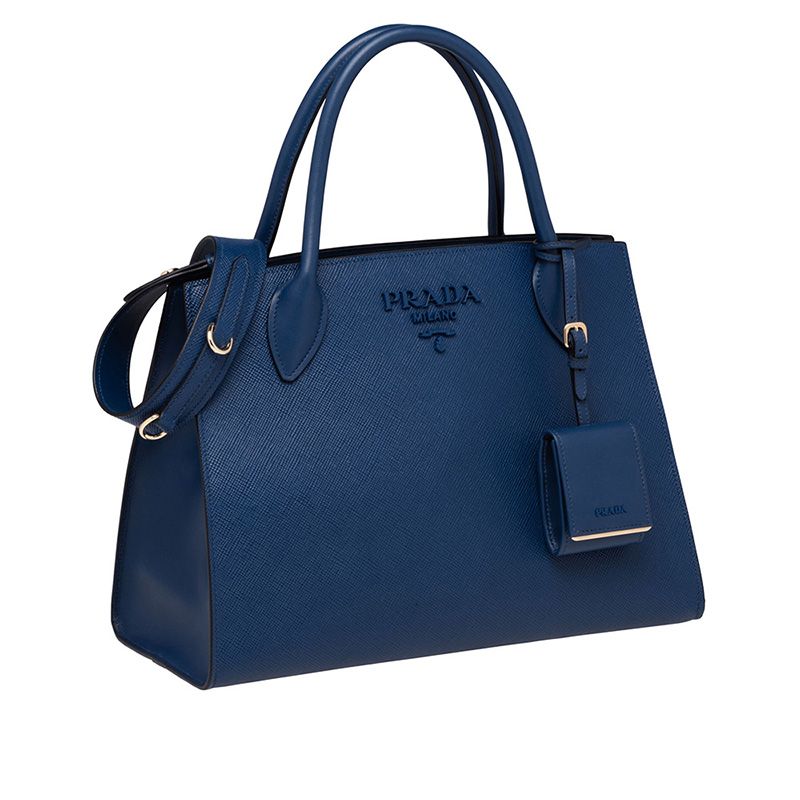 Prada 1BA155 Saffiano Leather Monochrome Bag In Blue