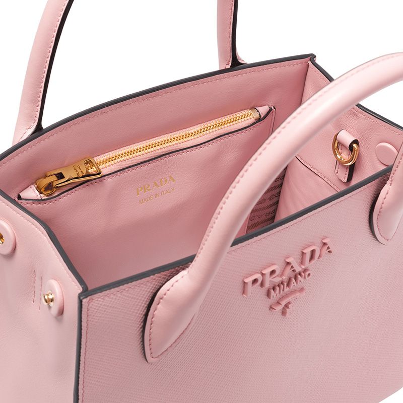 Prada 1BA156 Saffiano Leather Monochrome Bag In Pink