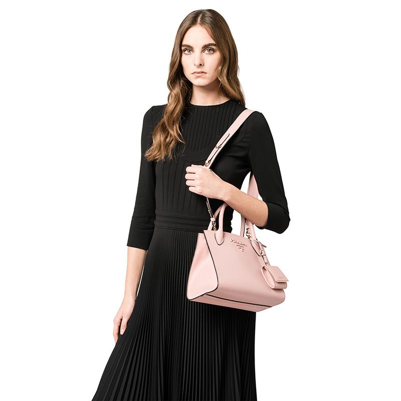 Prada 1BA156 Saffiano Leather Monochrome Bag In Pink