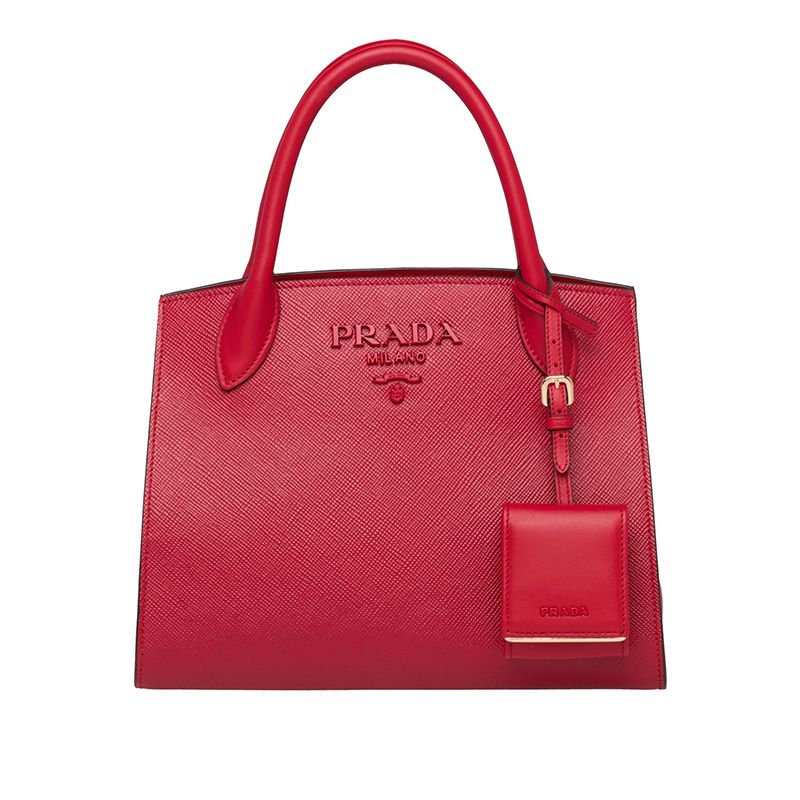 Prada 1BA156 Saffiano Leather Monochrome Bag In Red