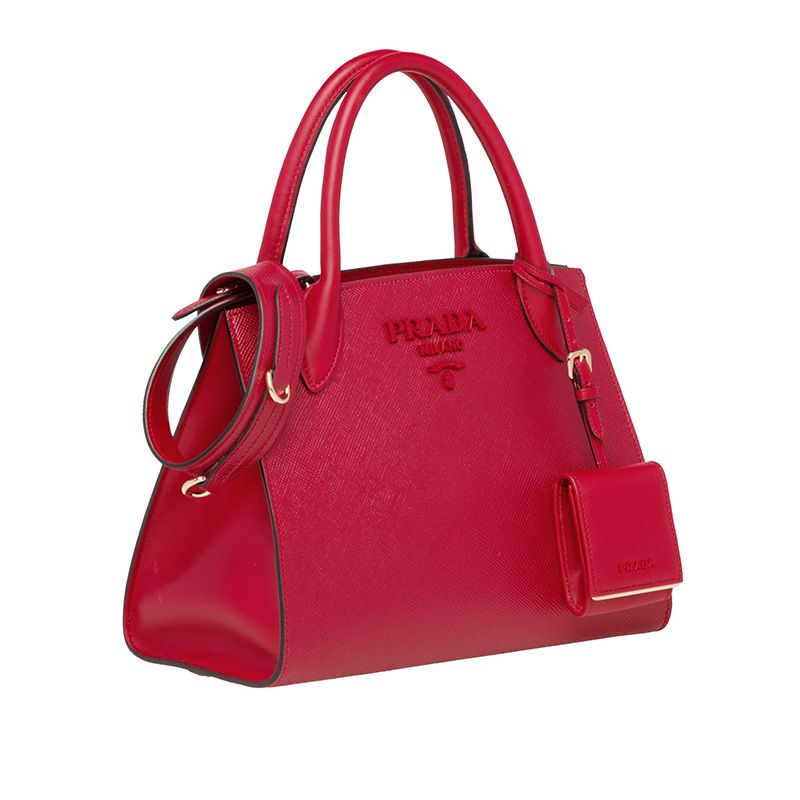 Prada 1BA156 Saffiano Leather Monochrome Bag In Red