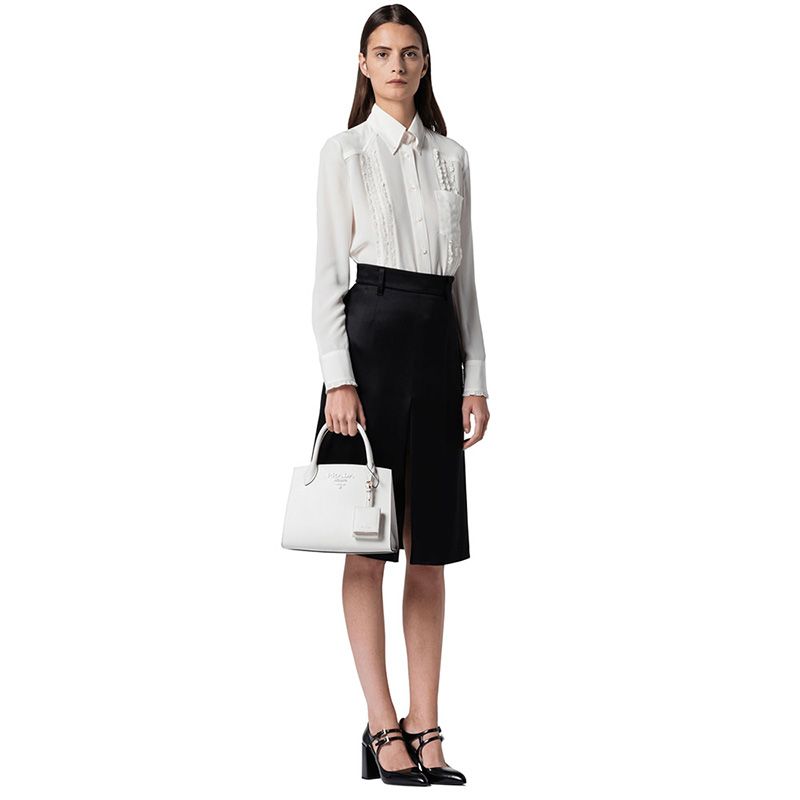 Prada 1BA156 Saffiano Leather Monochrome Bag In White