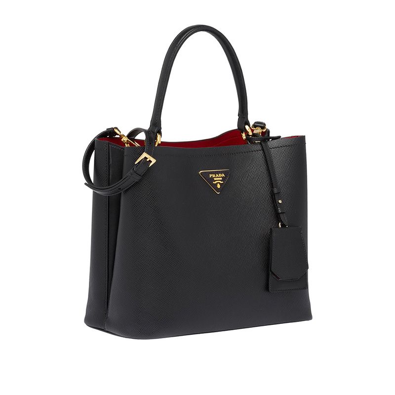 Prada 1BA211 Saffiano Leather Panier Bag In Black