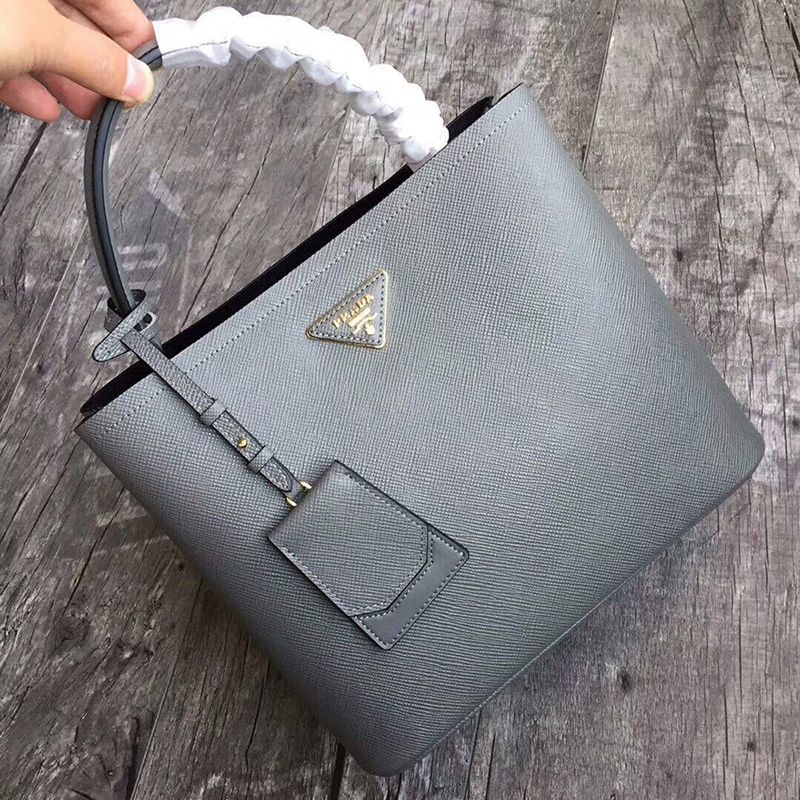 Prada 1BA211 Saffiano Leather Panier Bag In Marble