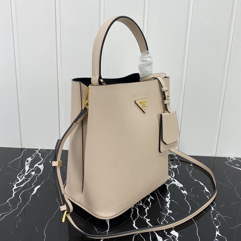 Prada 1BA212 Saffiano Leather Panier Bag In Apricot