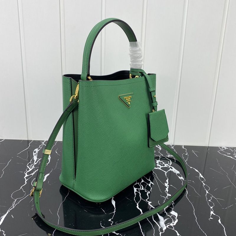 Prada 1BA212 Saffiano Leather Panier Bag In Green