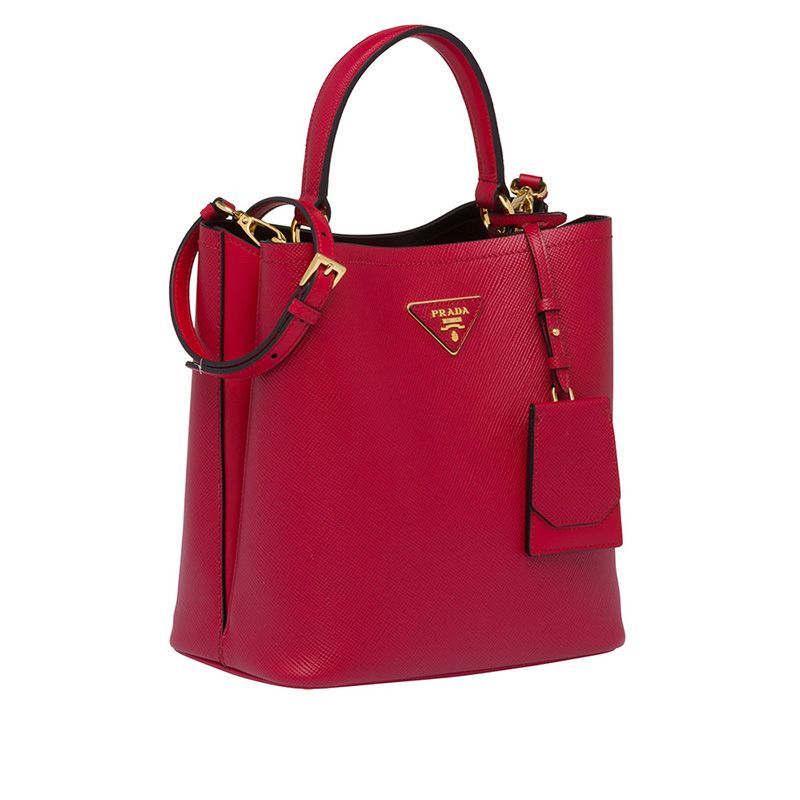 Prada 1BA212 Saffiano Leather Panier Bag In Red