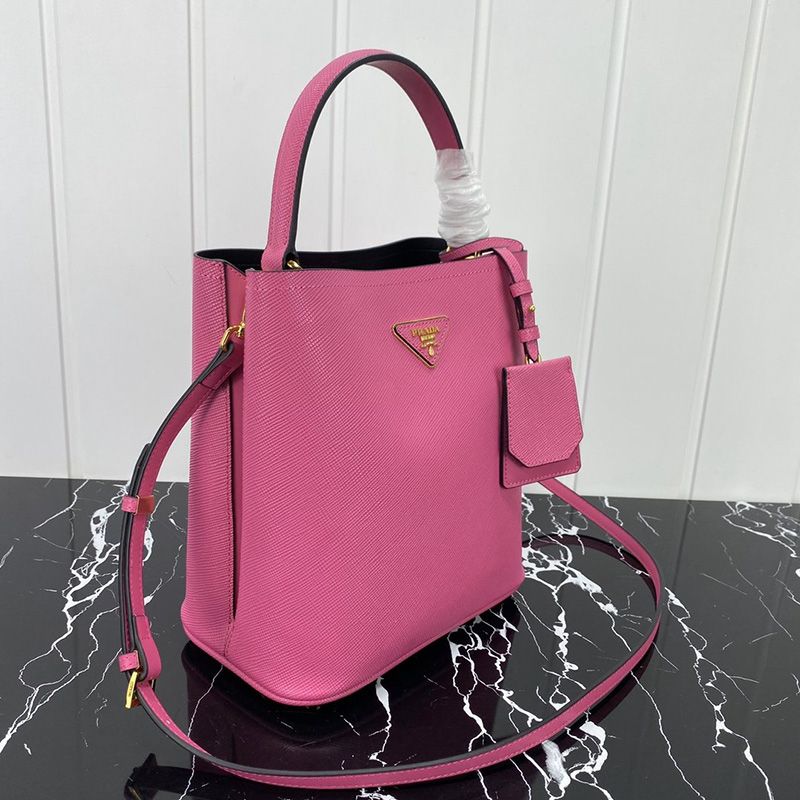 Prada 1BA212 Saffiano Leather Panier Bag In Rose