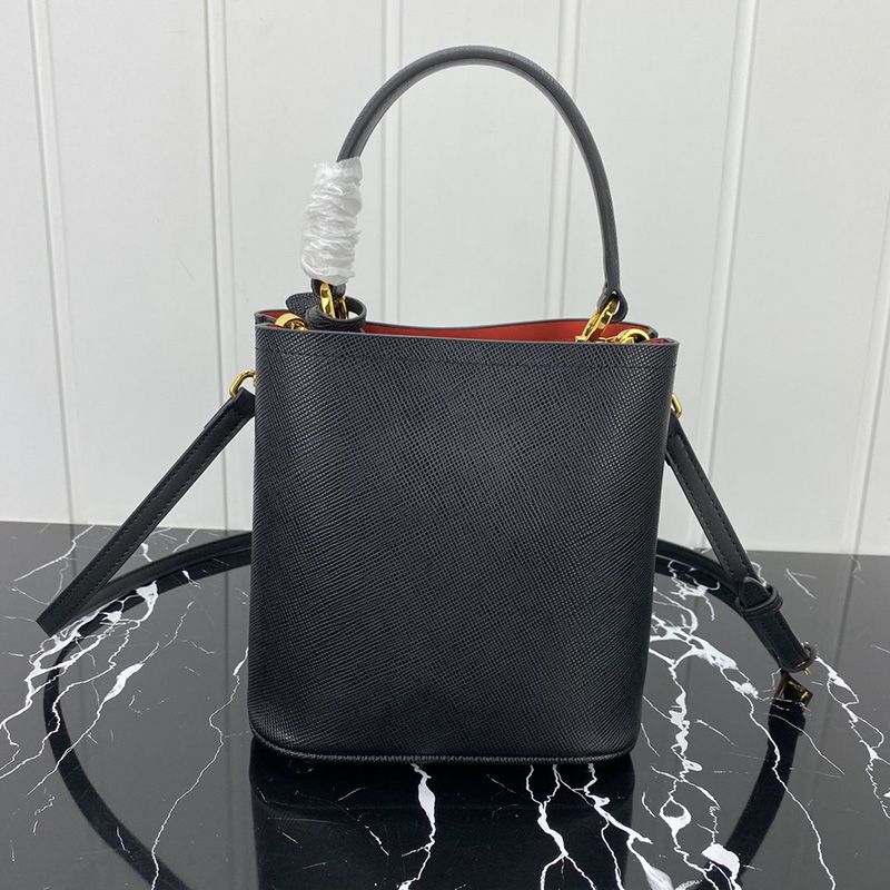 Prada 1BA217 Saffiano Leather Panier Bag In Black